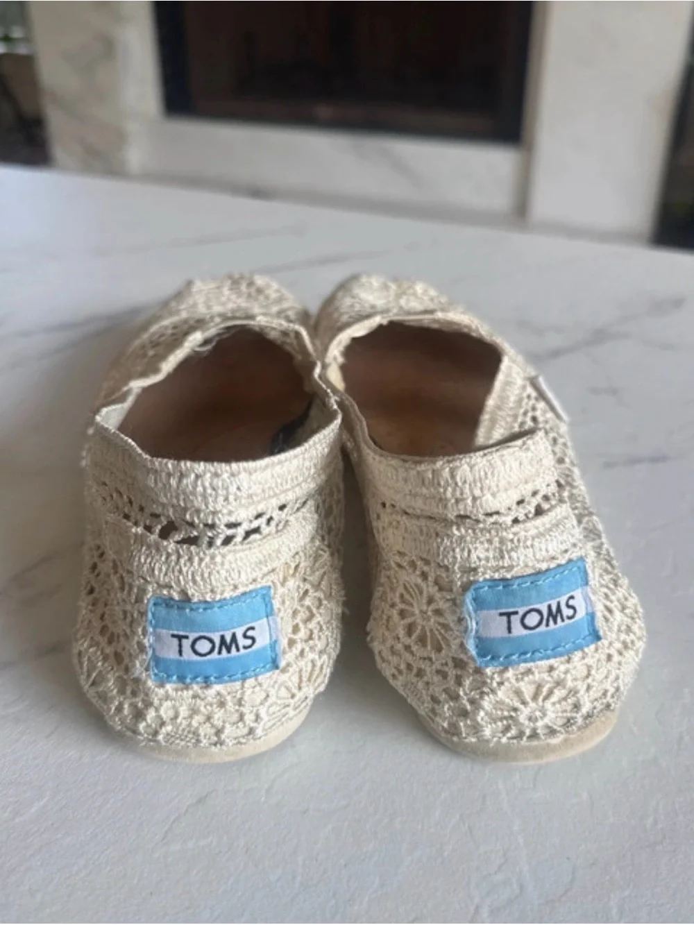 TOMS Alpargata Moroccan lace floral Crochet slip on flats Woman’s size 8 slides